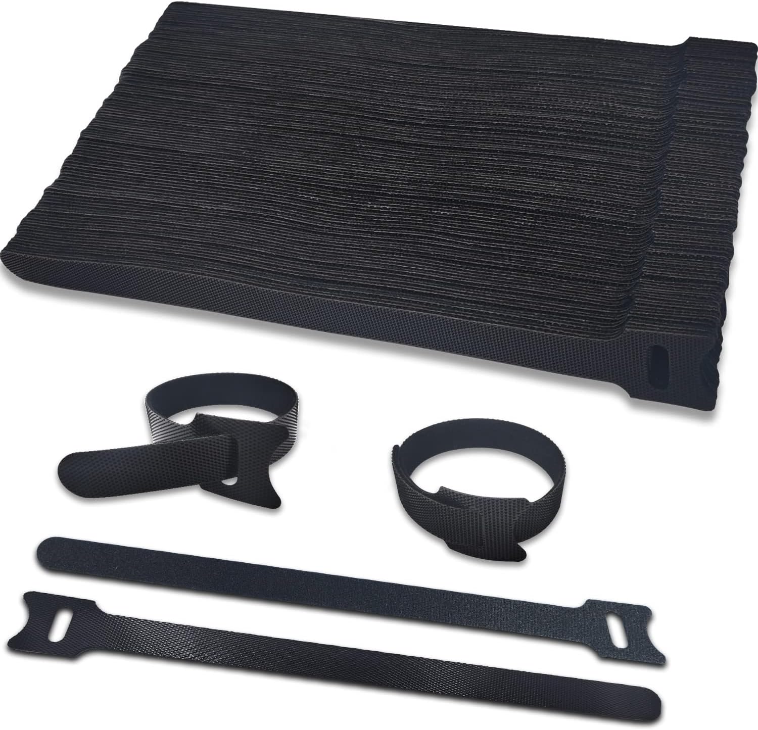 Zestaw 100 opasek kablowych 150 x 12 mm do porządkowania i organizowania wszystkich kabli, nieprzylepna taśma samoprzyczepna