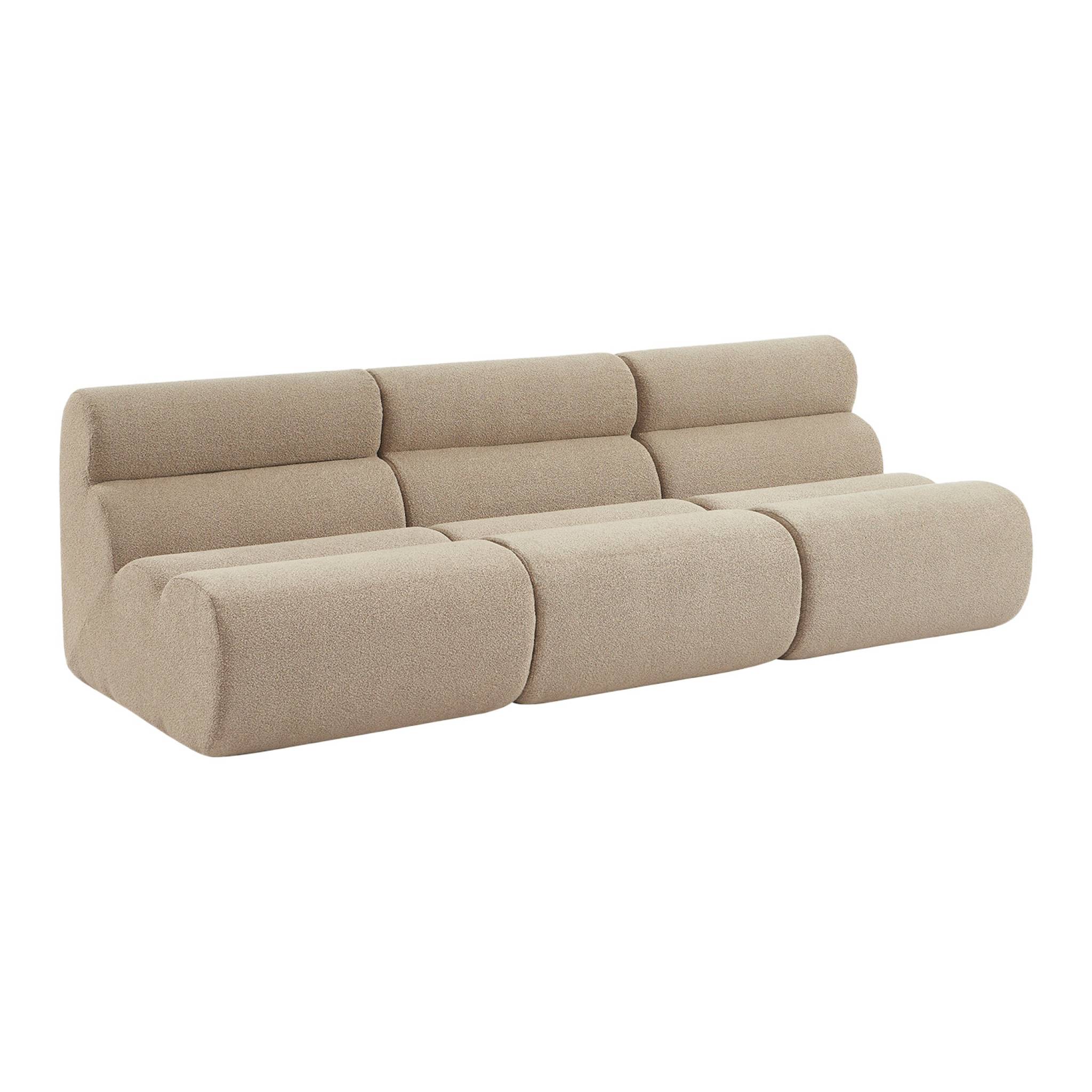 Sofá modular de borreguito texturizado, 3 plazas, nova borreguito, beige, 81x99x75 cm