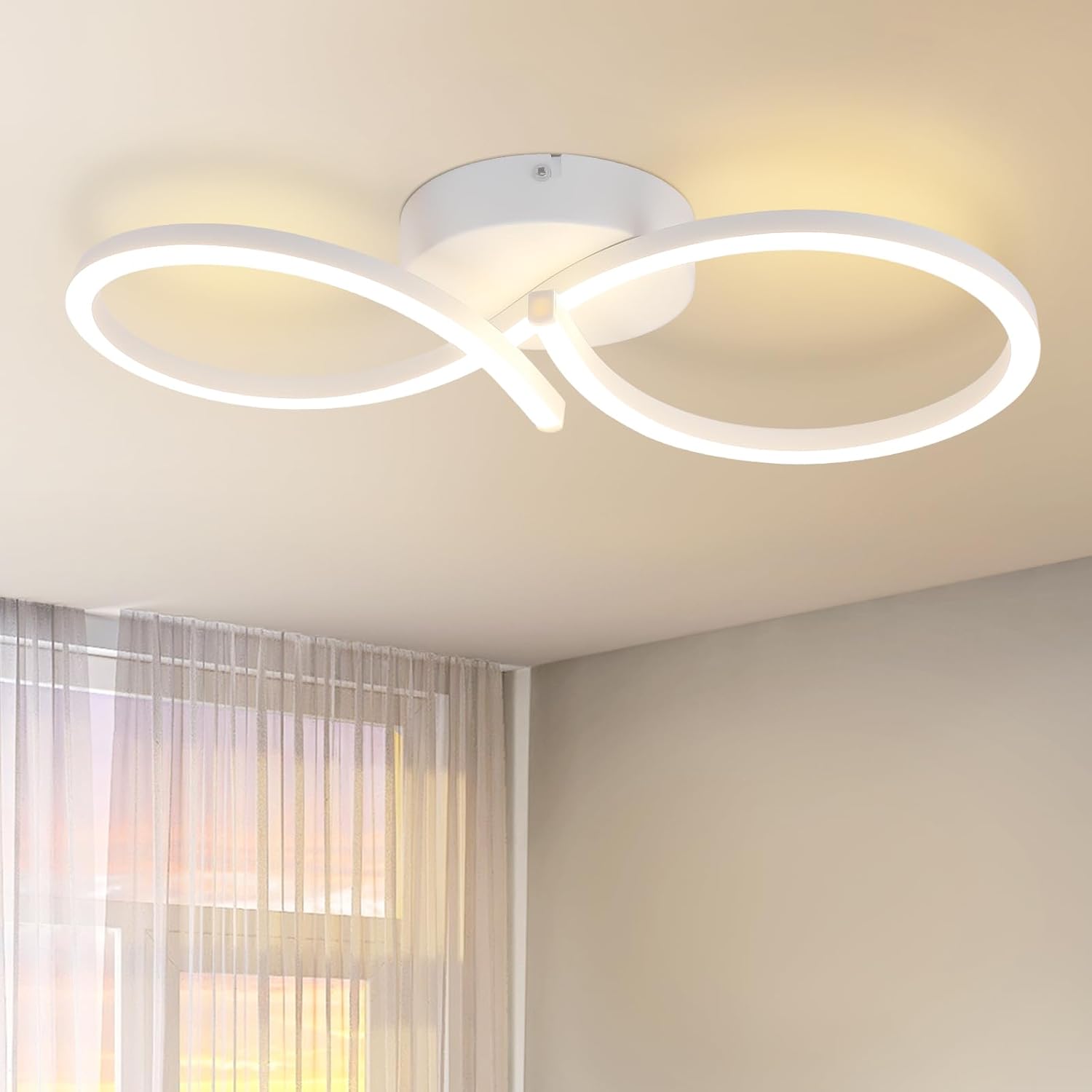 ZMH Nowoczesna biała lampa sufitowa LED 24 W z 8 kształtami do salonu i przedpokoju