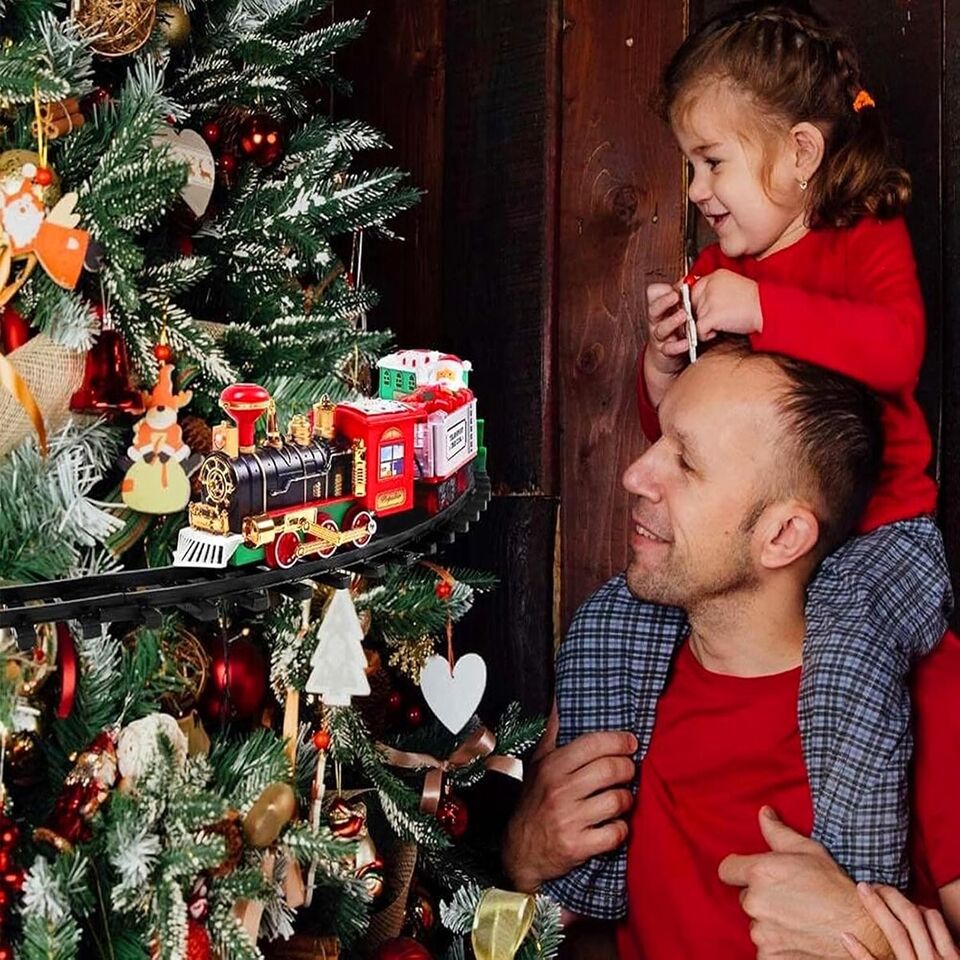 TRAIN ÉLECTRIQUE AVEC LUMIÈRES ET SONS, FIXABLE AU SAPIN DE NOËL, DIAMÈTRE 89 CM - 2