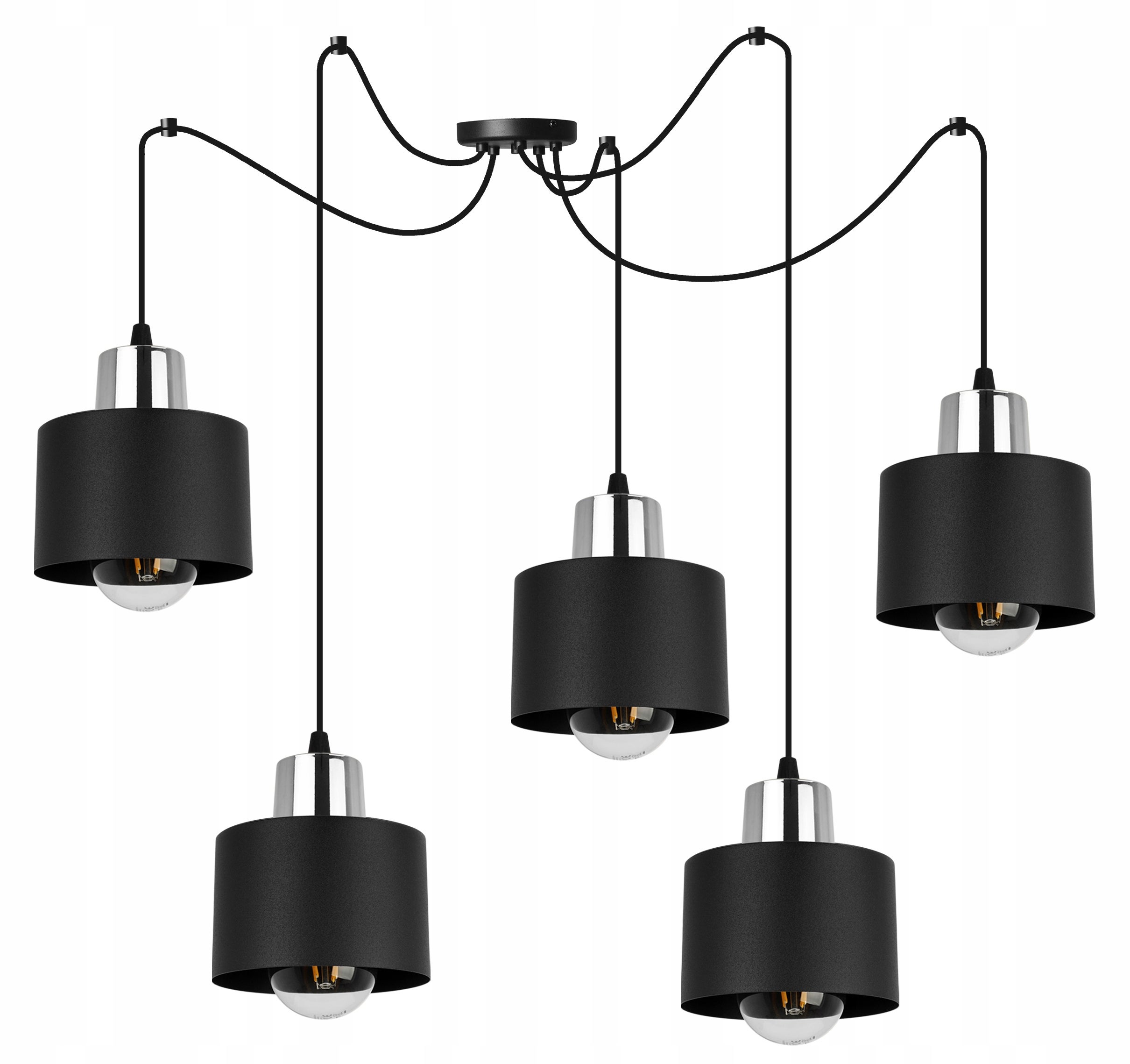 Lampa sufitowa wisząca Spider Panta modern 5xE27 abażur walec czarny Light Home LH