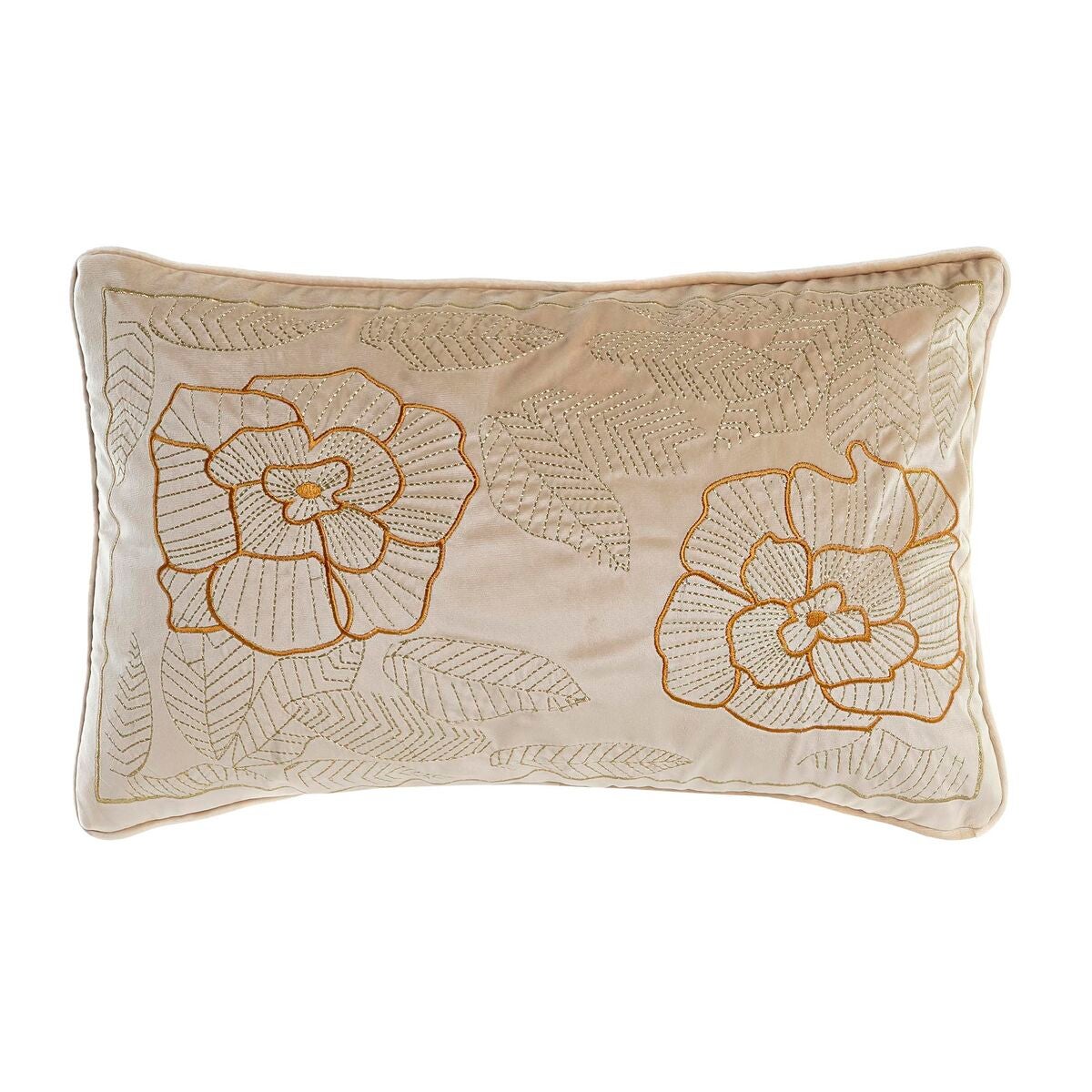 Cojín dkd home decor dorado 50 x 10 x 30 cm flores