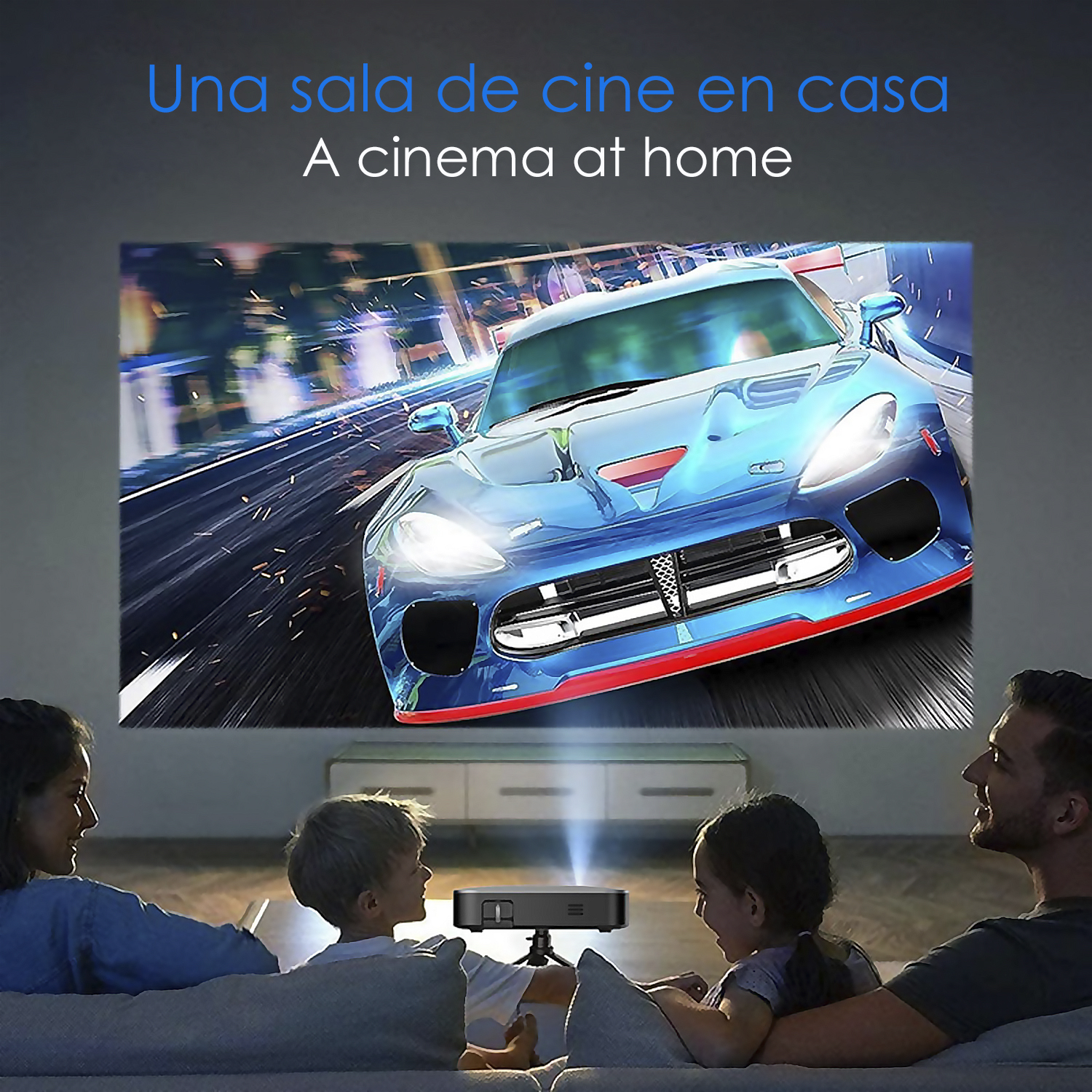 NK Mini proiettore portatile - Risoluzione Full HD 1080P (Supporta 4K), Android, WiFi, Bluetooth, Mirror Link, Vetro 2.69 LCD, Altoparlante incorporato, HDMI e USB, rotazione 180°, (10'8 x 10'3 cm