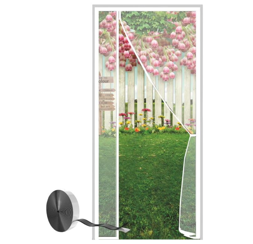 Moskitiera do drzwi, moskitiera magnetyczna, drzwi przesuwne do moskitiery z automatycznym zamknięciem magnetycznym, 100 x 210 cm, biała