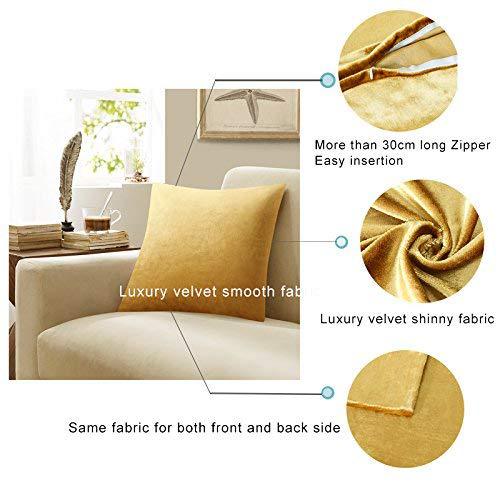 Coussin Velours Doré Luxueux 45x45cm, Housse Carrée Élégante pour Canapé et Lit - Ensemble de 2 - 3