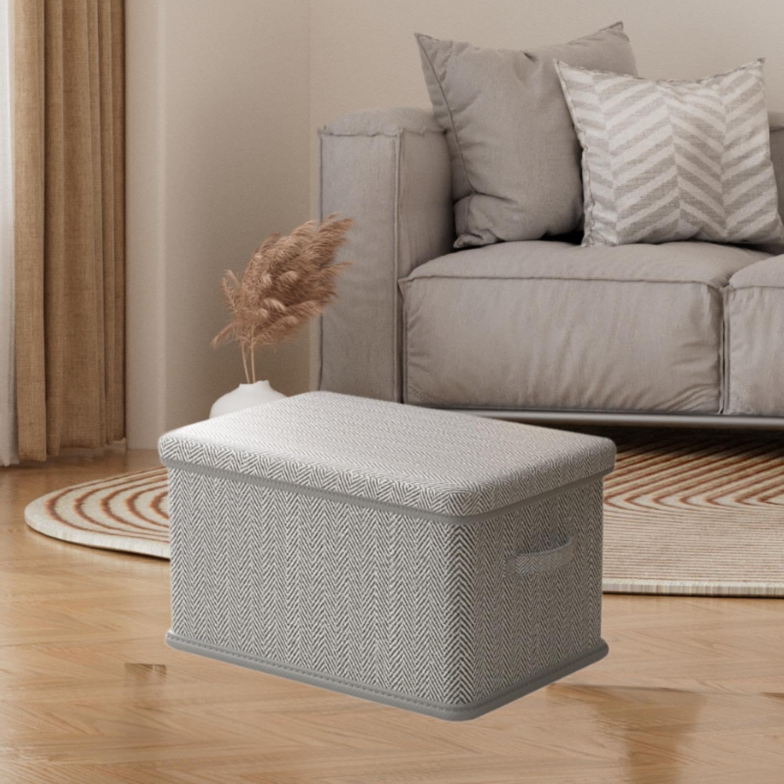 Grande boîte de rangement pliable avec couvercle (50 x 40 x 33 cm) – Boîte en tissu lavable et résistante pour l'organisation de la maison - 3