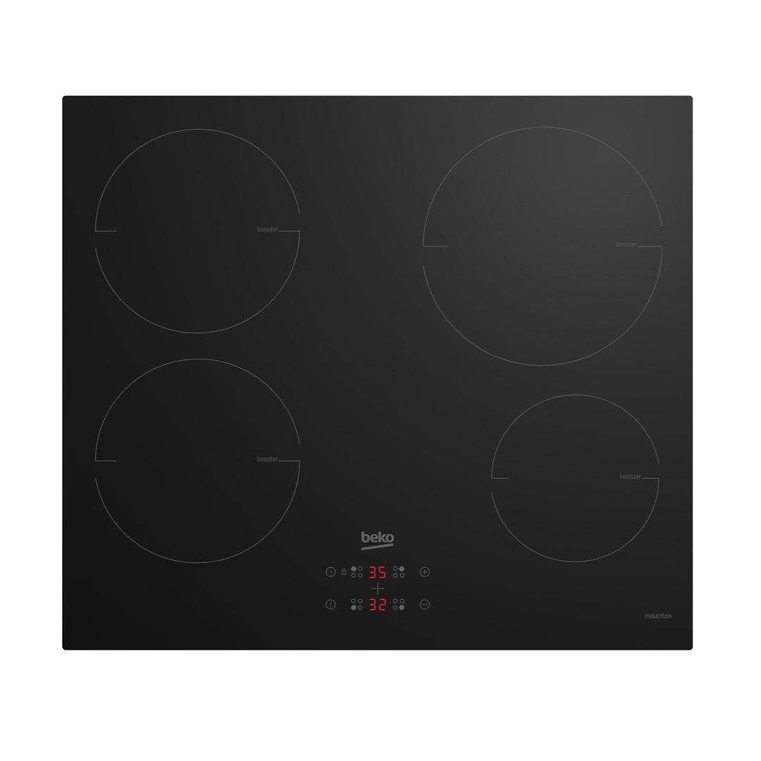 Piano Cottura A Induzione Beko HII 64200 FMT, Nero, 4 Zone + Zona Flessibile IndyFlex, Touch Control, 7200W