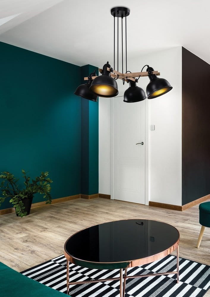Lampa wisząca Reno czarna-ciemne drewno 4xE27x40W wym: 70 x 65 x 65 cm metal Candellux - 2
