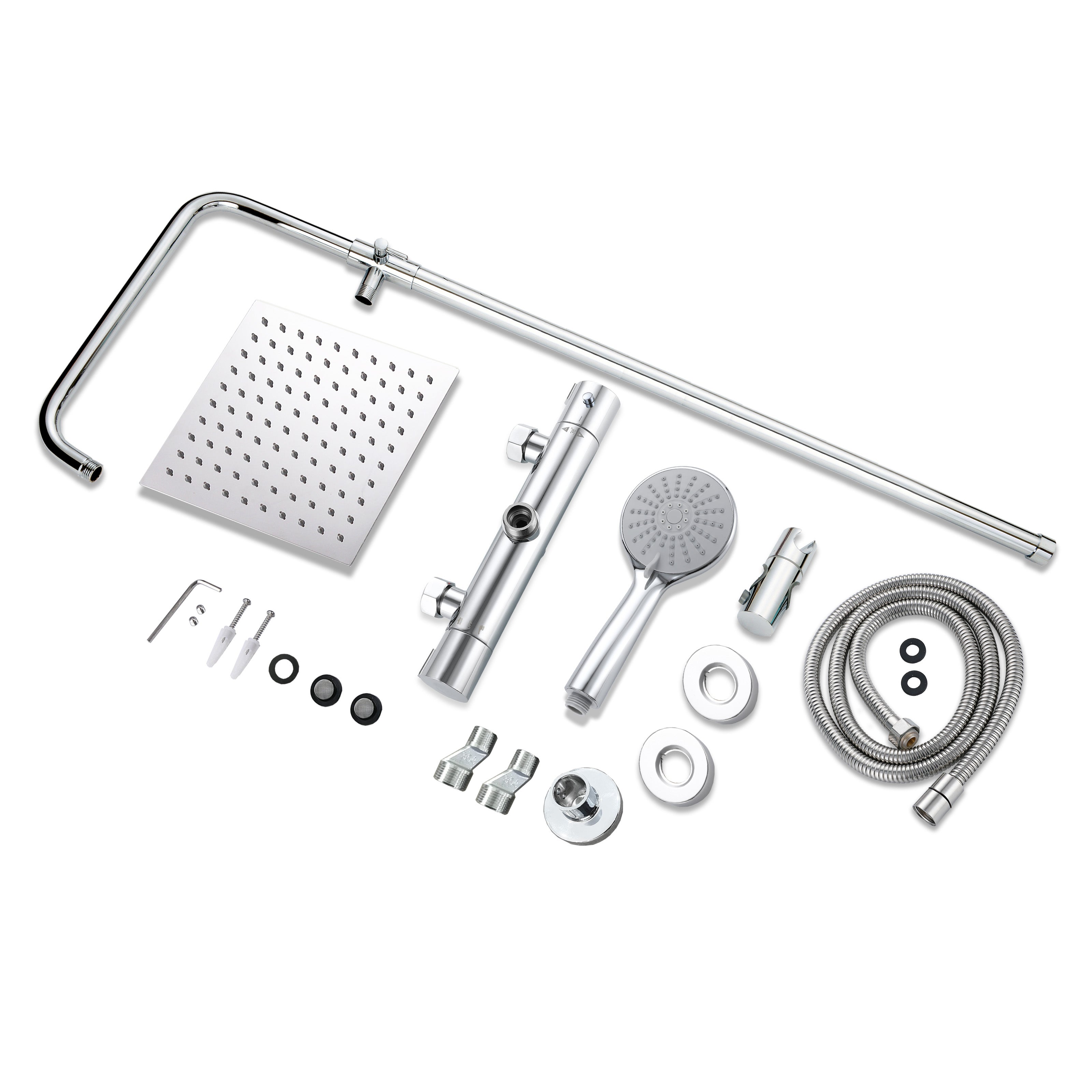 Colonne de douche thermostatique ,AICA kit carré chromé - 3