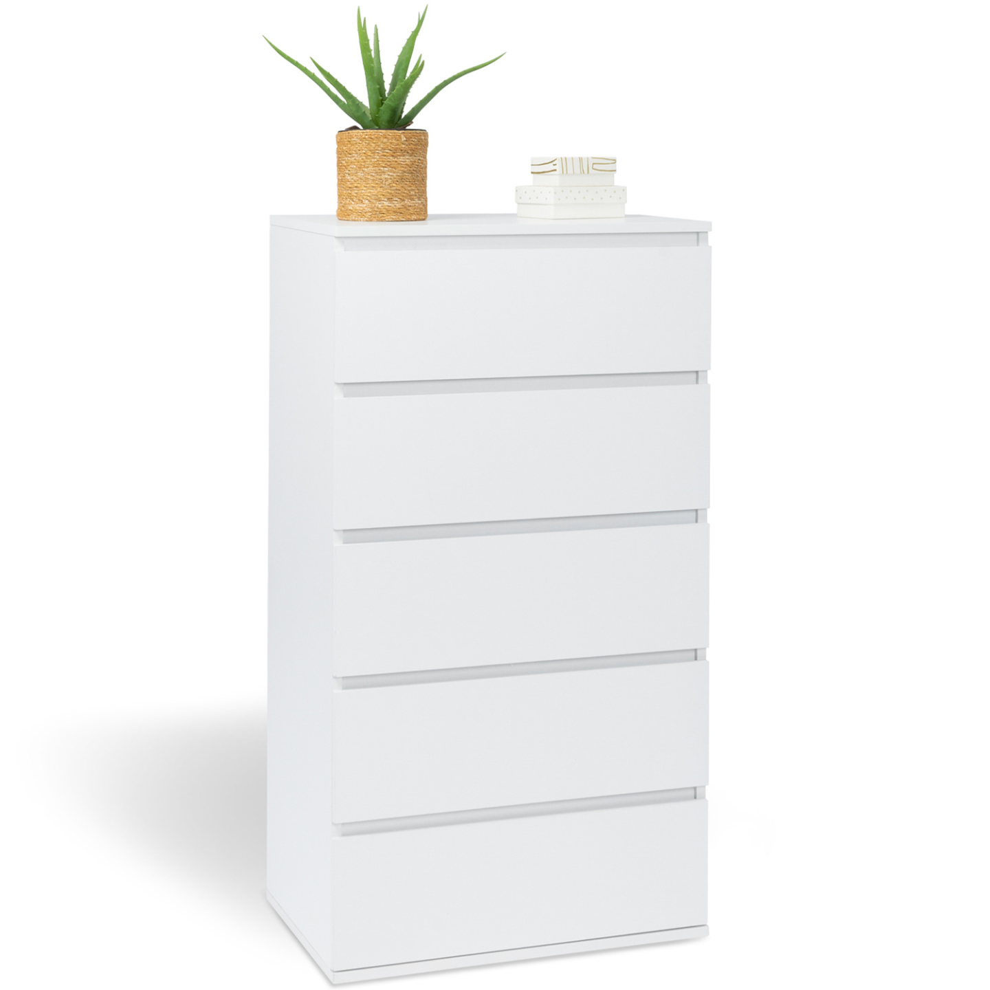 Chiffonnier 5 tiroirs TOMI 60x40x100 cm commode semainier bois blanc - 2