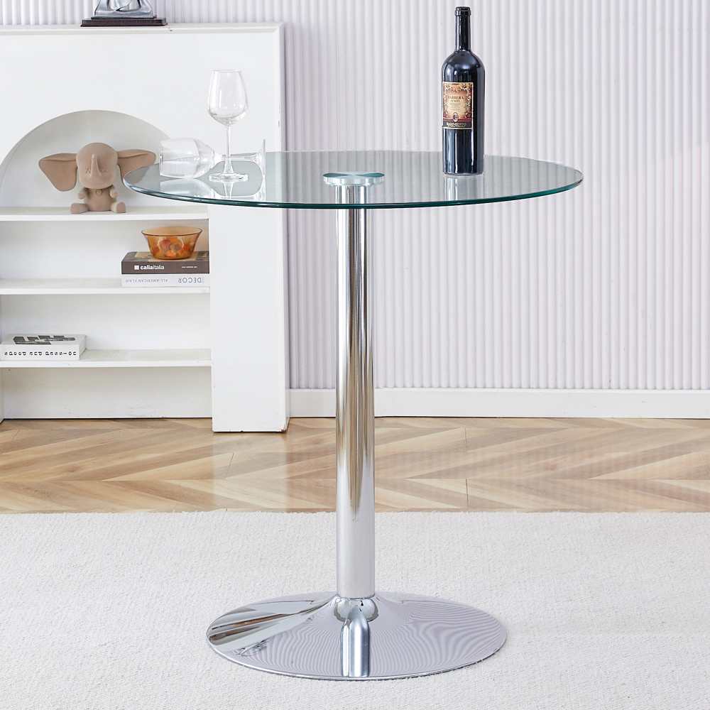 Tavolo alto rotondo in vetro temperato Ø89 cm, H92 cm – design moderno e minimalista per cucina, bar e sala da pranzo - 3