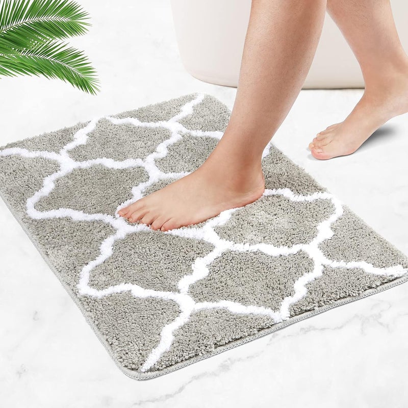 Mata łazienkowa antypoślizgowa, bardzo długa, wykonana z miękkiej, wygodnej mikrofibry, która bardzo szybko wchłania wodę (szara, 40 x 60 cm)