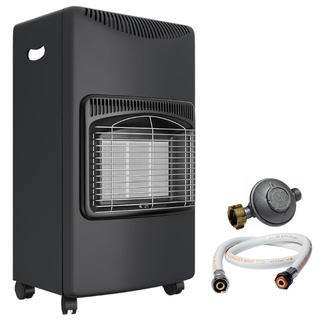 Poele à gaz 4200W 3 Niveaux de chauffe Allumage Piezo Grands volumes + Tuyau et détendeur butane INTEC