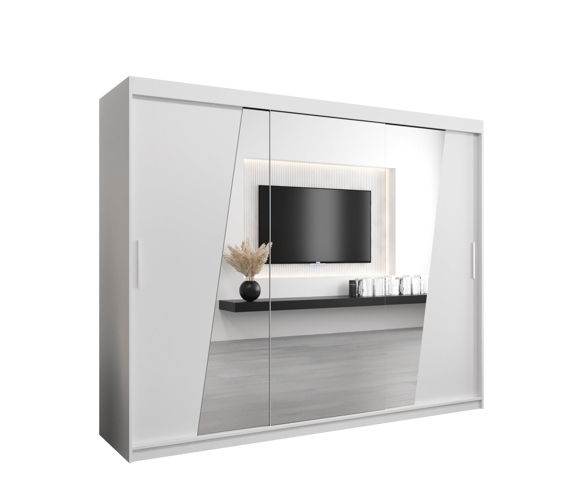 Szafa przesuwna garderoba RHOMB 250 x 62 x 200 cm Biały - Abiks Meble