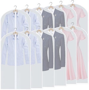 Basics Lot de 5 housses à vêtements en PEVA, avec fermeture éclair, transparent