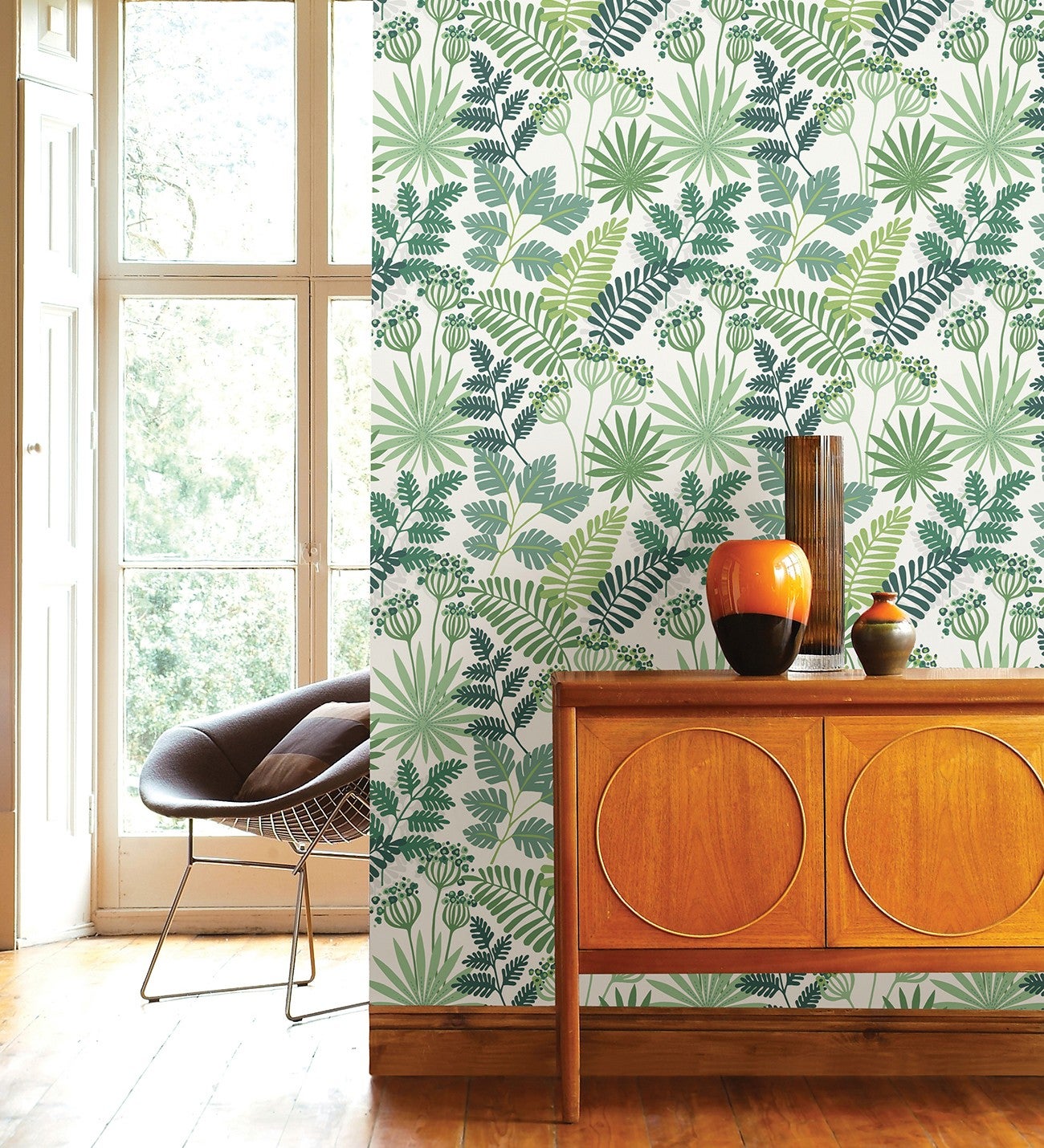 Échantillon DIN A4 de Papier peint fleurs et feuilles vert et blanc - Irish Garden 682330 de GAULAN - 2