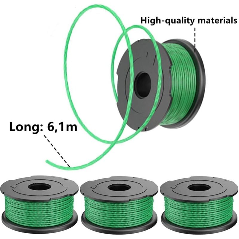 6 Bobines Fil Nylon 2mm Pour Black & Decker GL7033 GL8033 GL9035 - Lot De Rechange
