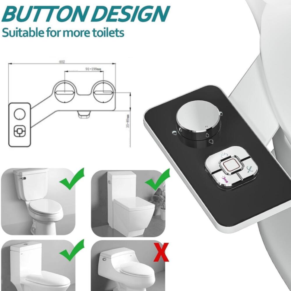 91-199 mm bezelektryczny natrysk bidetowy z samoczyszczącą podwójną wysuwaną dyszą – czyszczenie z przodu i z tyłu – regulowany przycisk do zimne - 2