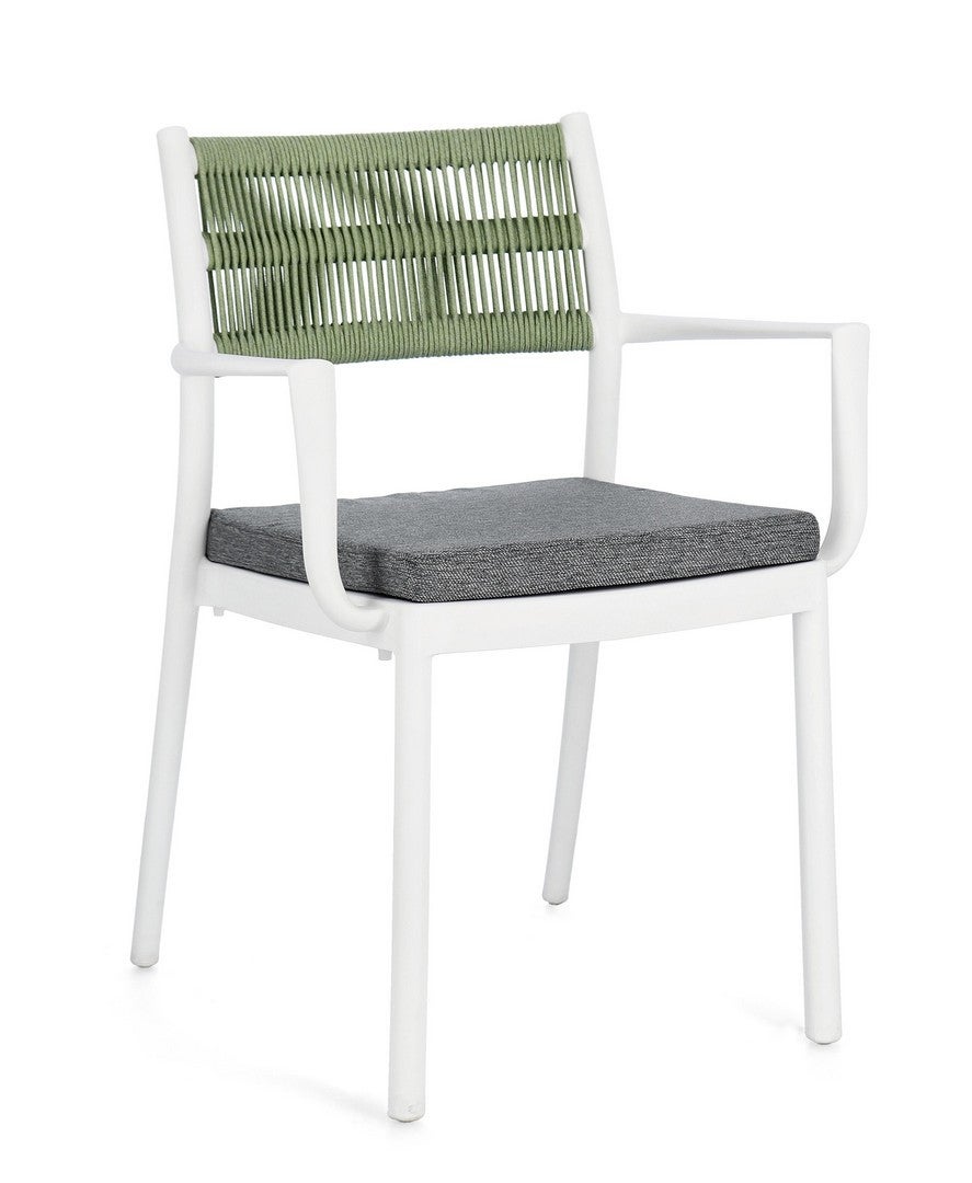 Fotel z polipropylenu, odporny na promieniowanie UV, z wyjmowaną poduszką, biało-zielony