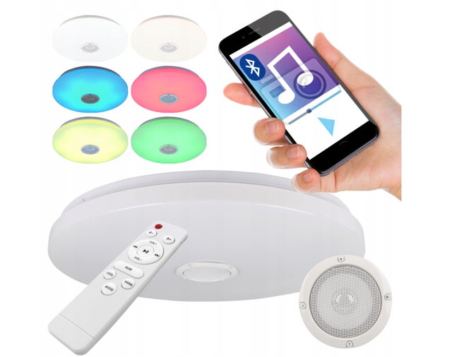 Plafon Erik okrągły biały LED 72W 2700K-6500K 75 lumenów z 1W z pilotem wym: 8 x 49 cm IP20 tworzywo sztuczne MasterLed