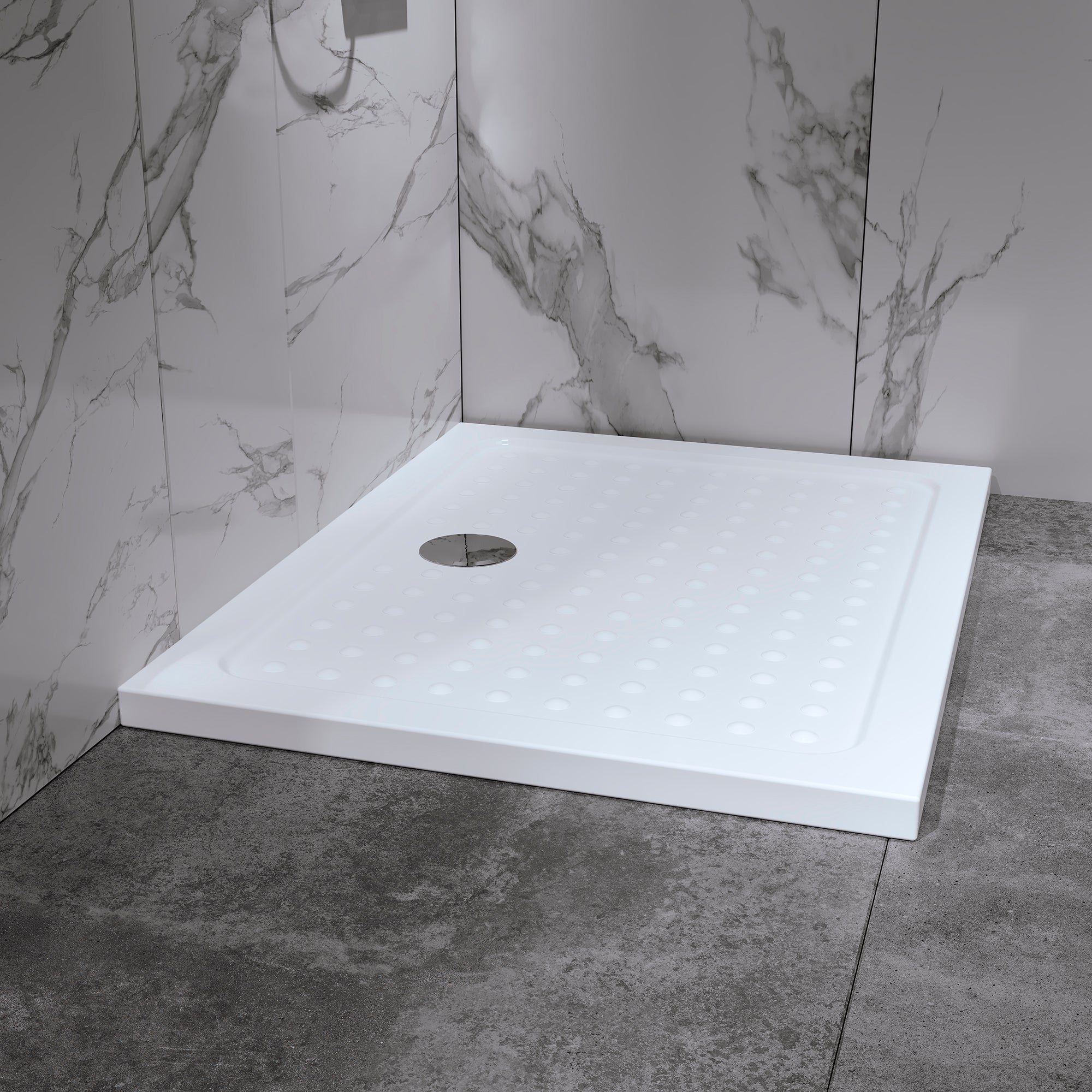 Moments Of Glass  Plato De Ducha Plano Shimmer Bubble 80X100 Cm, Acrílico, Antideslizante, Textura De Burbujas, Duradero, Incluye Sifón Blanco , Leroy Merlin