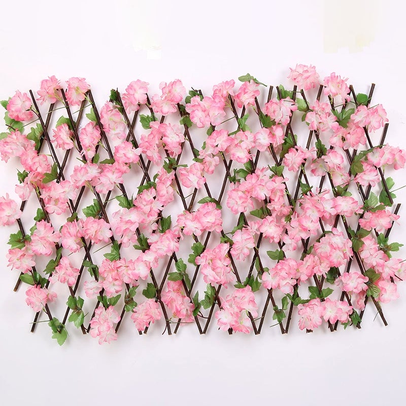 Rozciągliwe sztuczne żywopłoty ogrodzenie zapewniające prywatność ze sztucznymi liśćmi i kwiatami dekoracja ogrodu zewnętrznego Rozciągliwe Dł cm Wys