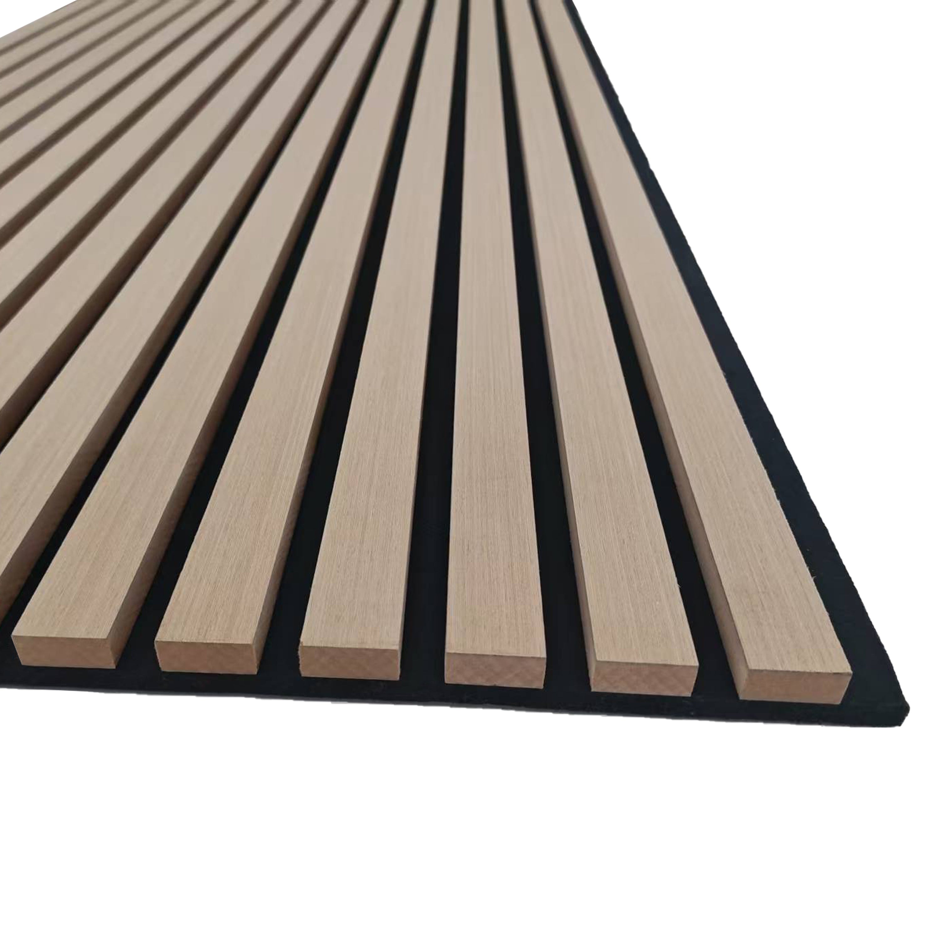 Lot de 3 panneaux muraux acoustiques décoratifs en bois MDF 240 x 60 cm, finition chêne clair, excellente isolation acoustique, installation simple - 7