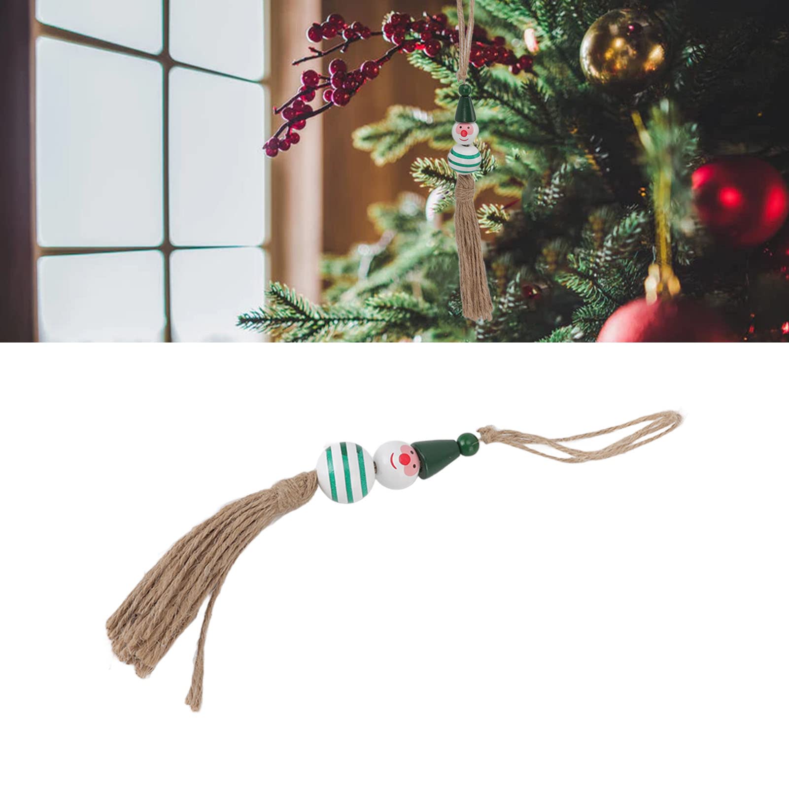 5 peças de contas de madeira de natal, contas de madeira de artesanato de natal de 7,1 polegadas, artesanato de natal - 4