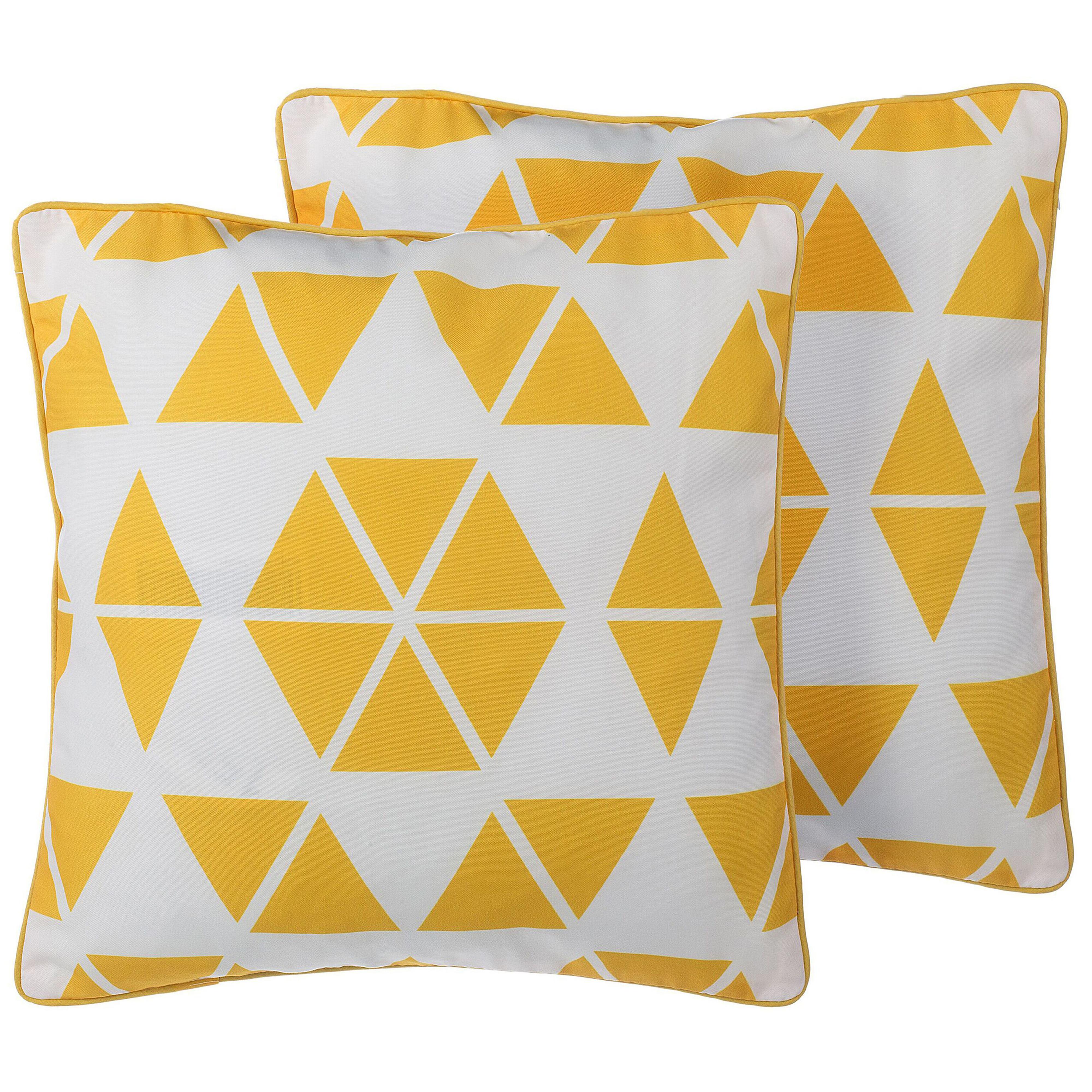 Beliani conjunto de 2 cojines pansy 45 x 45 cm geométrico amarillo
