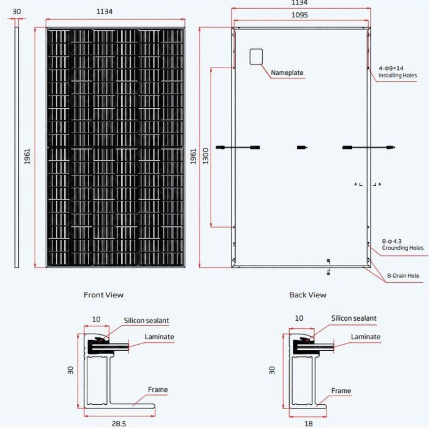 Lot de 2 Panneaux solaires 500Wc TrinaSolar Bifacial - Bi-verre - 3
