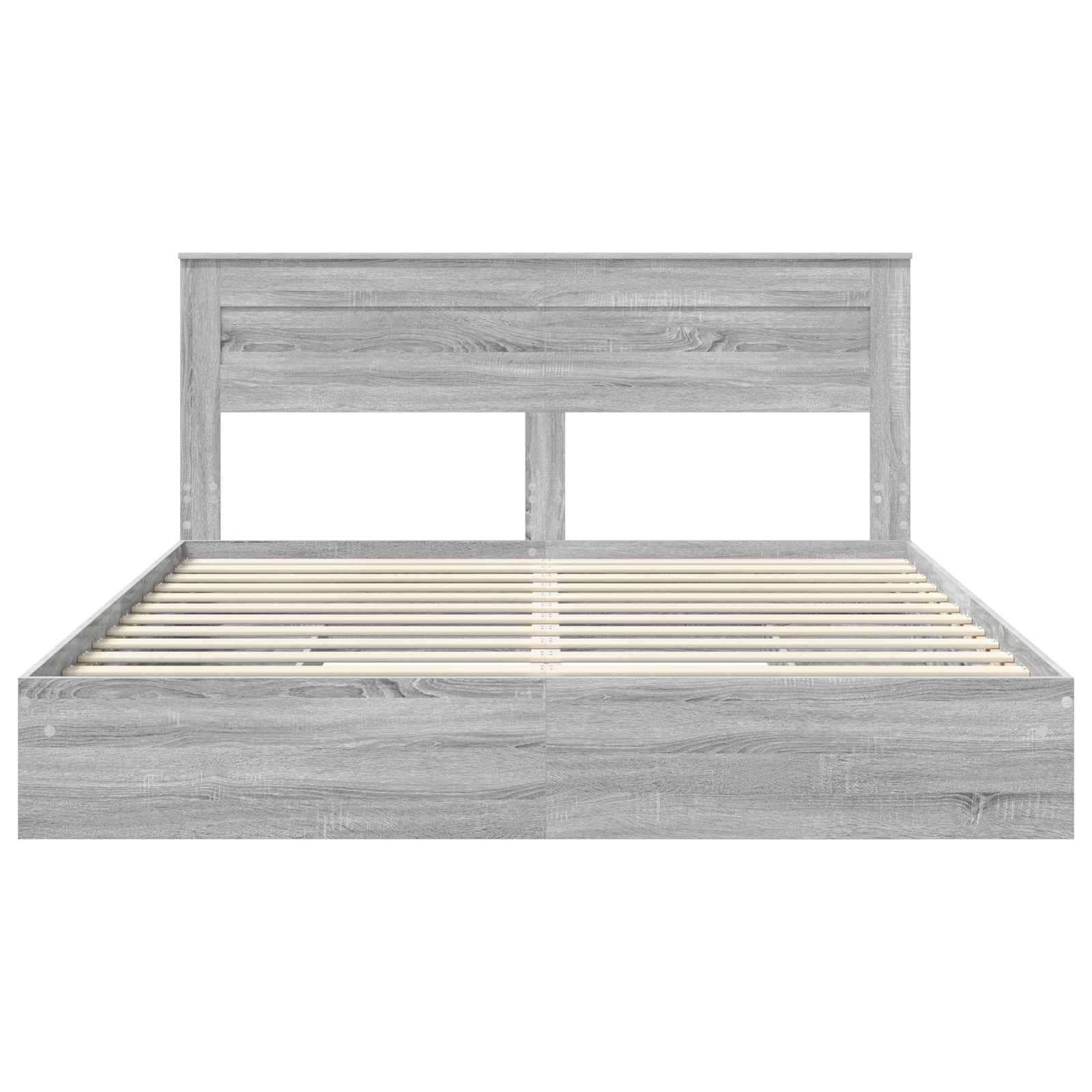 Lit avec rangement, panneau de bois, gris, pour la chambre, 180 × 200 cm - 8