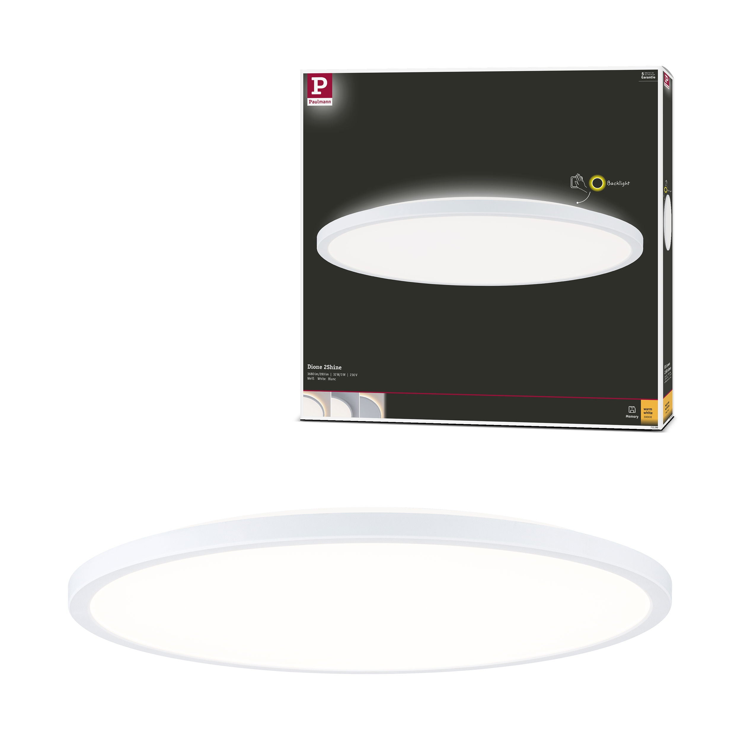 Panneau LED Atria Shine rond 400 mm 32W / 3W 2700lm / 0lm 3000K Blanc ...