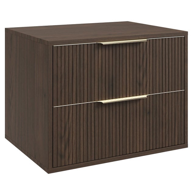 Meuble sous-vasque Rimini 60 cm - Noyer brun - Meuble de salle de bain avec tiroirs