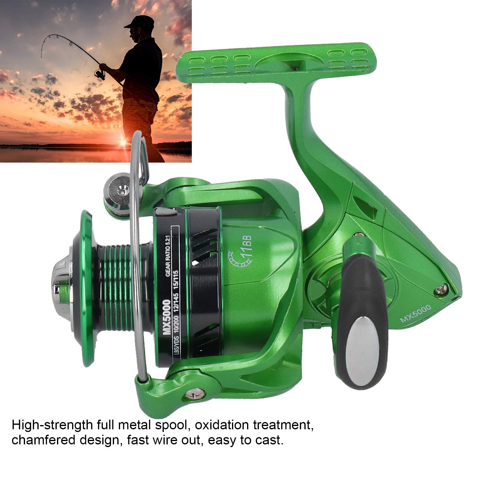 Mulinello in metallo Canna da pesca Mulinello con lenza Accessorio per attrezzatura Manopola con impugnatura in gomma (MX5000) - 6