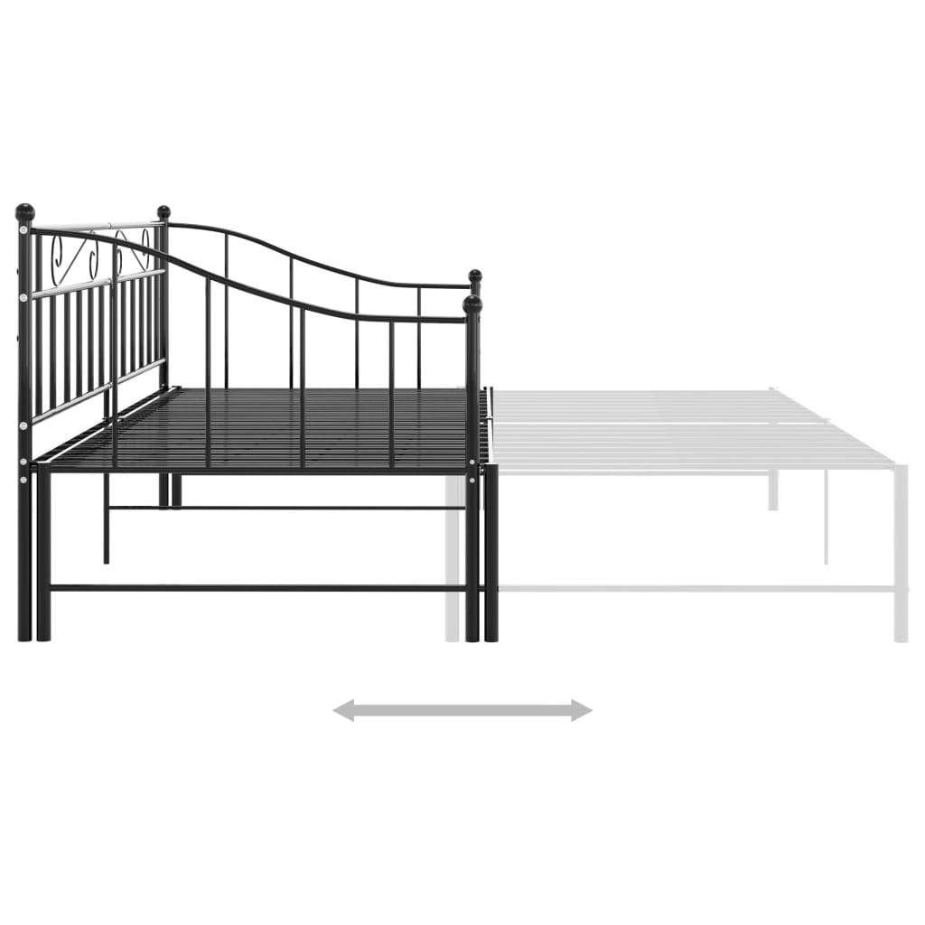 Maison Exclusive - Cadre de canapé-lit extensible sans matelas Noir Métal 90x200cm - 5
