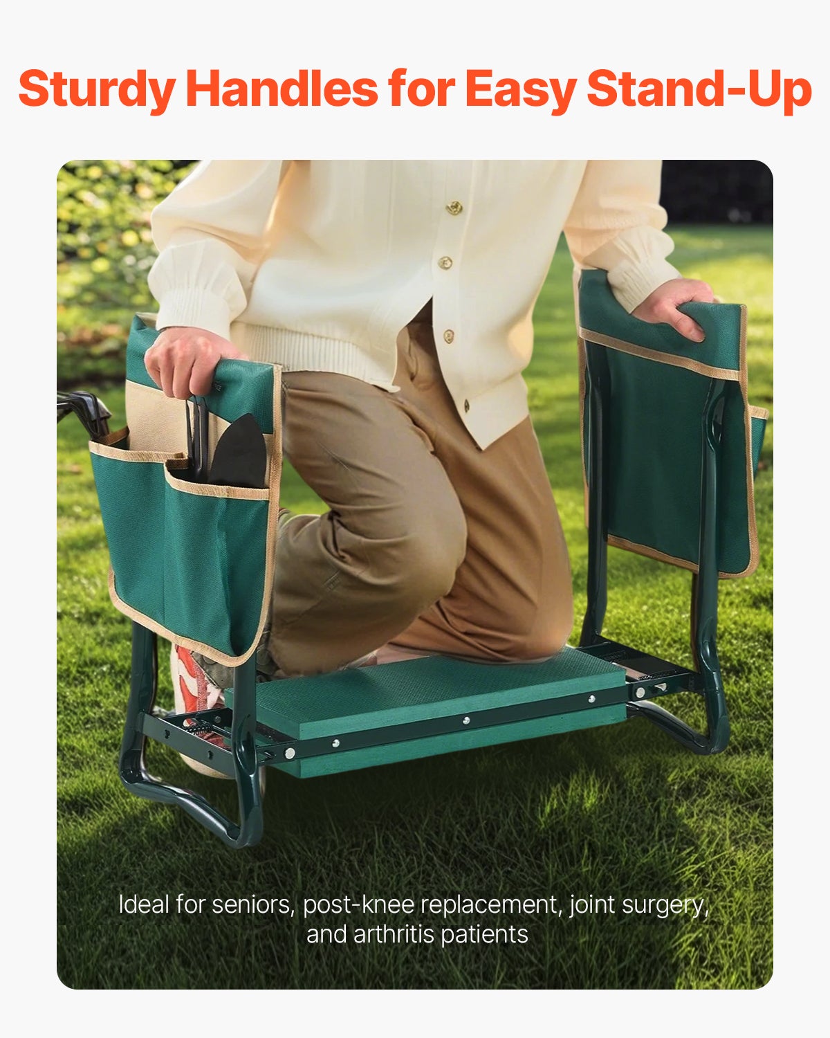 Tabouret Agenouilloir de Jardin VEVOR Coussin Large en EVA 150 mm Banc de Jardinage Pliable Charge 150 kg Siège Polyvalent Confortable,Personnes Âgées - 3