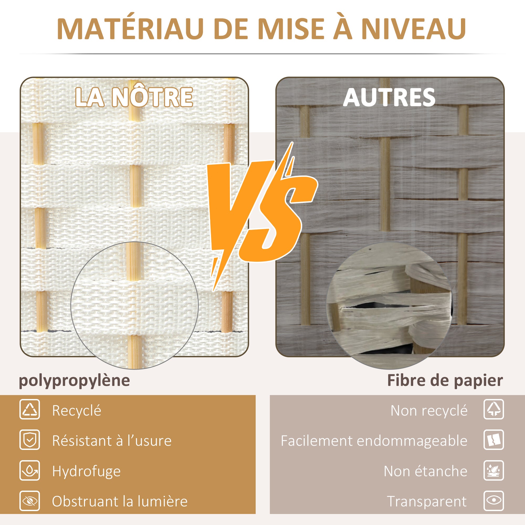 Paravent interieur bois de pin HOMCOM - 4