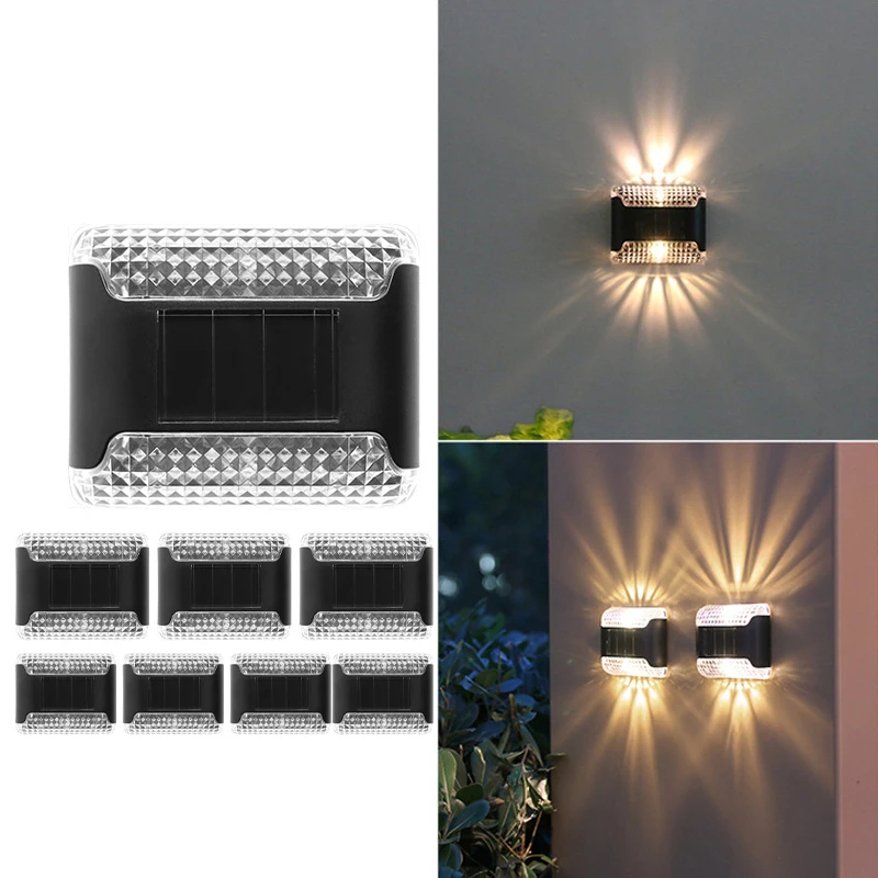 Zestaw kinkietów solarnych zewnętrznych lamp ściennych góra i dół wodoodporna lampa LED do chodzenia solarne lampy do ogrodzeń na werandę ogrodową