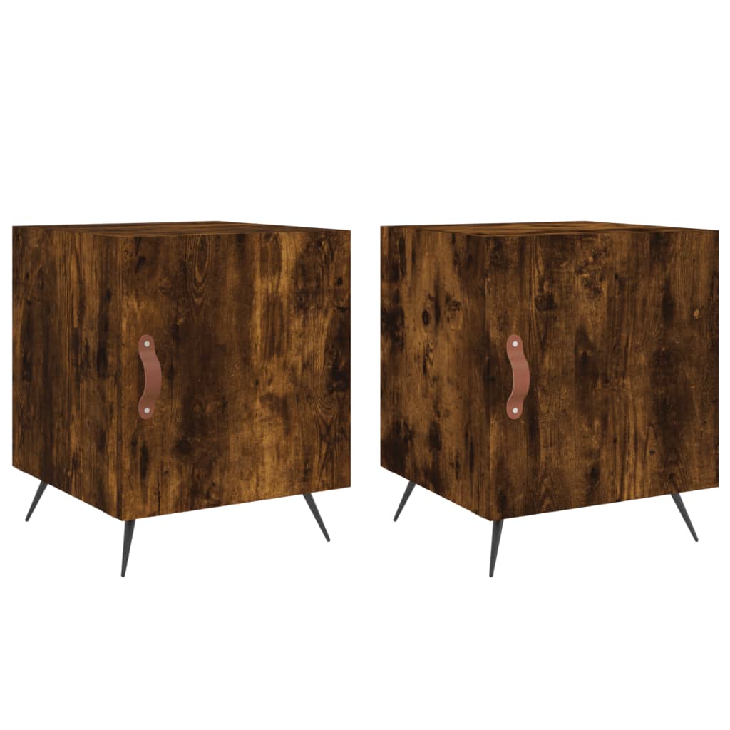 Maison Exclusive - Tables de chevet 2 pcs chêne fumé 40x40x50 cm bois d'ingénierie - 2