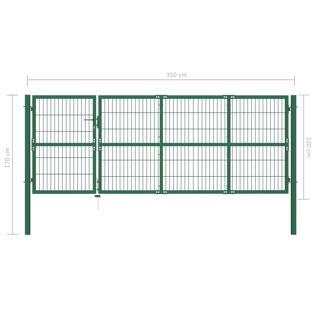 Portail de clôture de jardin avec poteaux 350x120 Acier Vert - 5