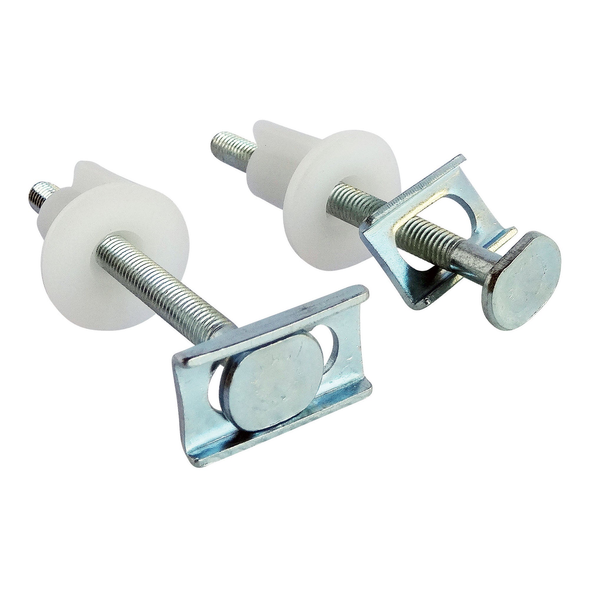 Fixation d'abattant WC 2 plaques métal et 2 écrous - longueur 75mm - 2