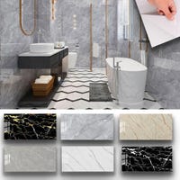 DEWOO Piastrelle autoadesive da parete in marmo 3D per cucina e bagno, impiombate blu (10 fogli, 30,5 x 30,5 cm DEWOO Piastrelle autoadesive da parete in marmo 3D per cucina e bagno, impiombate blu (10 fogli, 30,5 x 30,5 cm