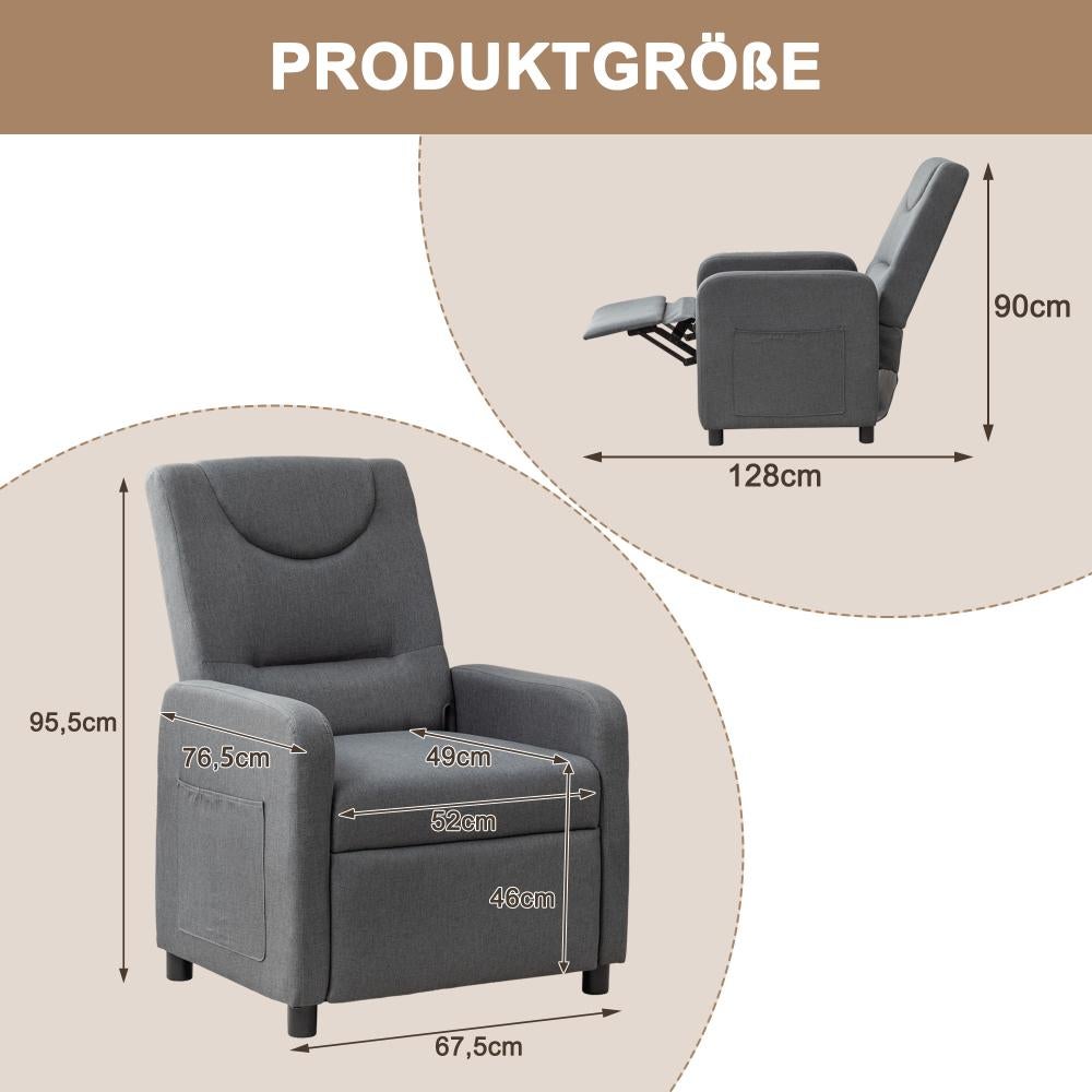 Fauteuil relax inclinable réglable｜Fauteuil polyvalent｜Repose-pieds intégré｜Tissu résistant｜Gris foncé moderne - 2