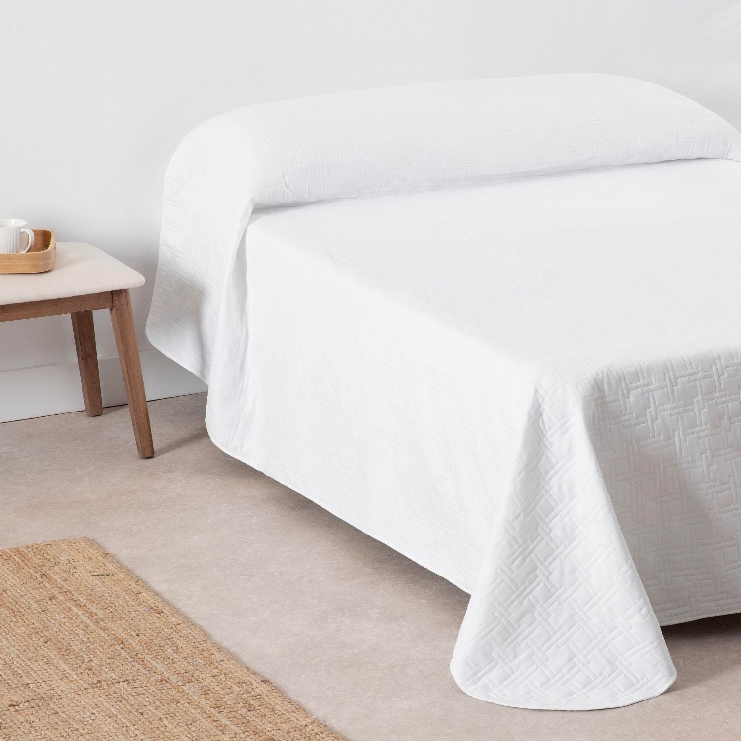 Colcha Primavera Verano Reversible Toscana Blanco cama 150cm - 4