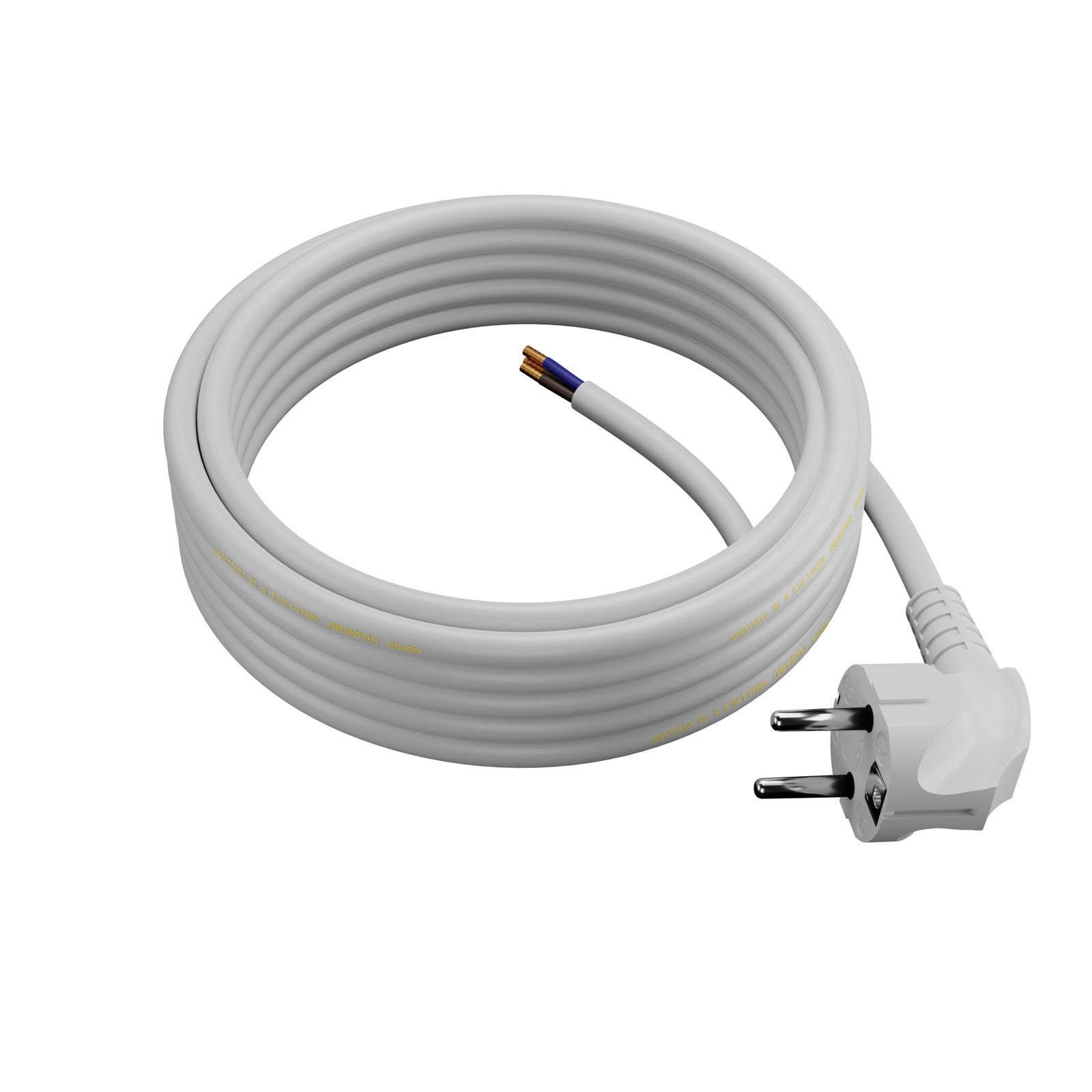 Przewód przyłączeniowy 5m z wtyczką kątową Uni-Schuko 250V 16A 3x1,5 mm² OMY PP-50 biały W-97185