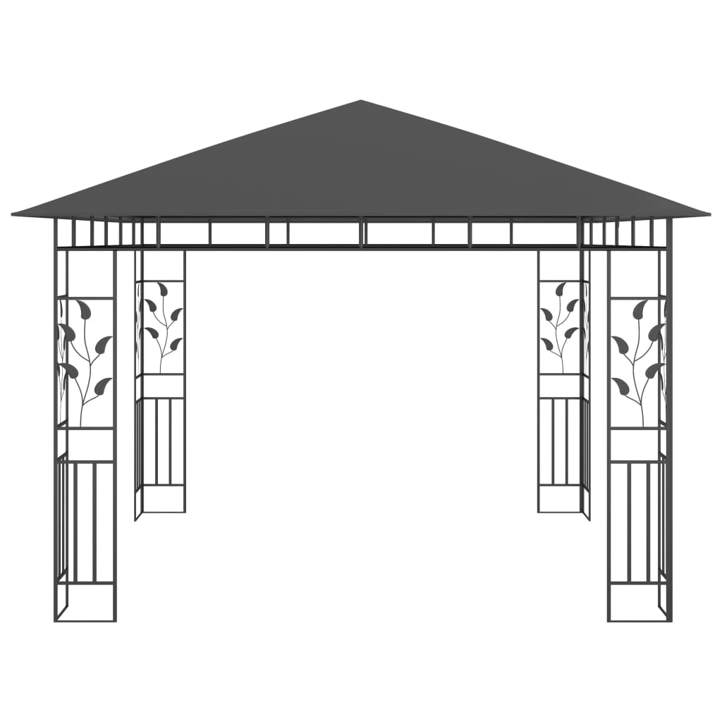 Tonnelle de jardin avec moustiquaire 3x3x2,73 m Anthracite 180 g/m² CFW866586 - 3