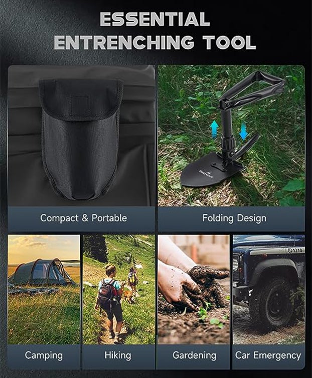 Pelle de Camping pliante avec pic, outil de creusement de pelle Portable pour la randonnée, hors route, Camping, jardinage - 3