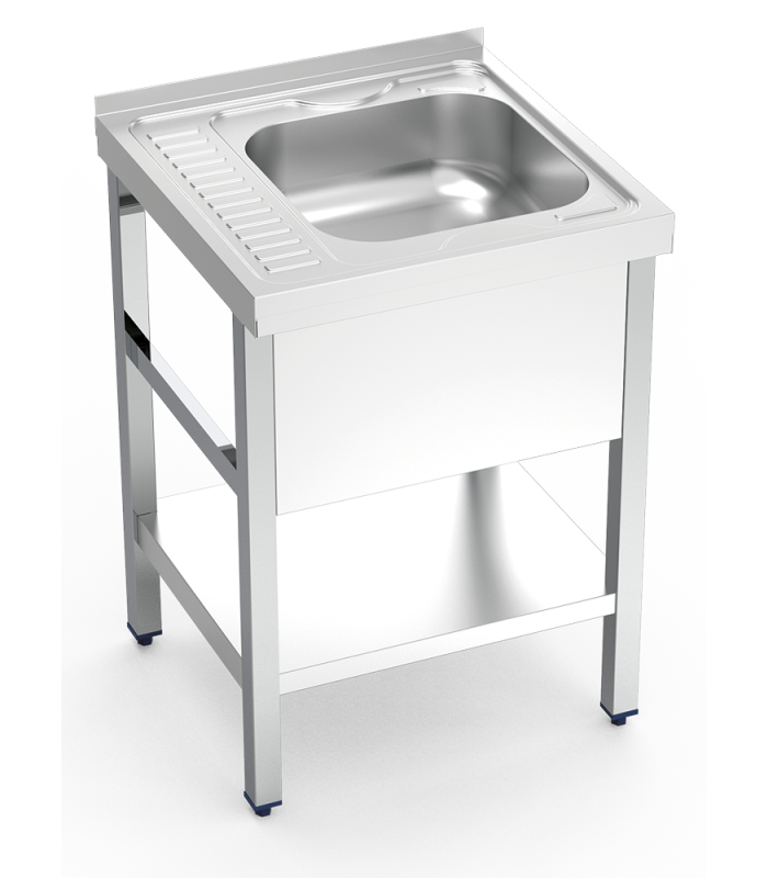 Fregadero c/soporte c/entre. 1c, ei 600x600x850 mm. dimensiones cubeta 400x400x150 mm.