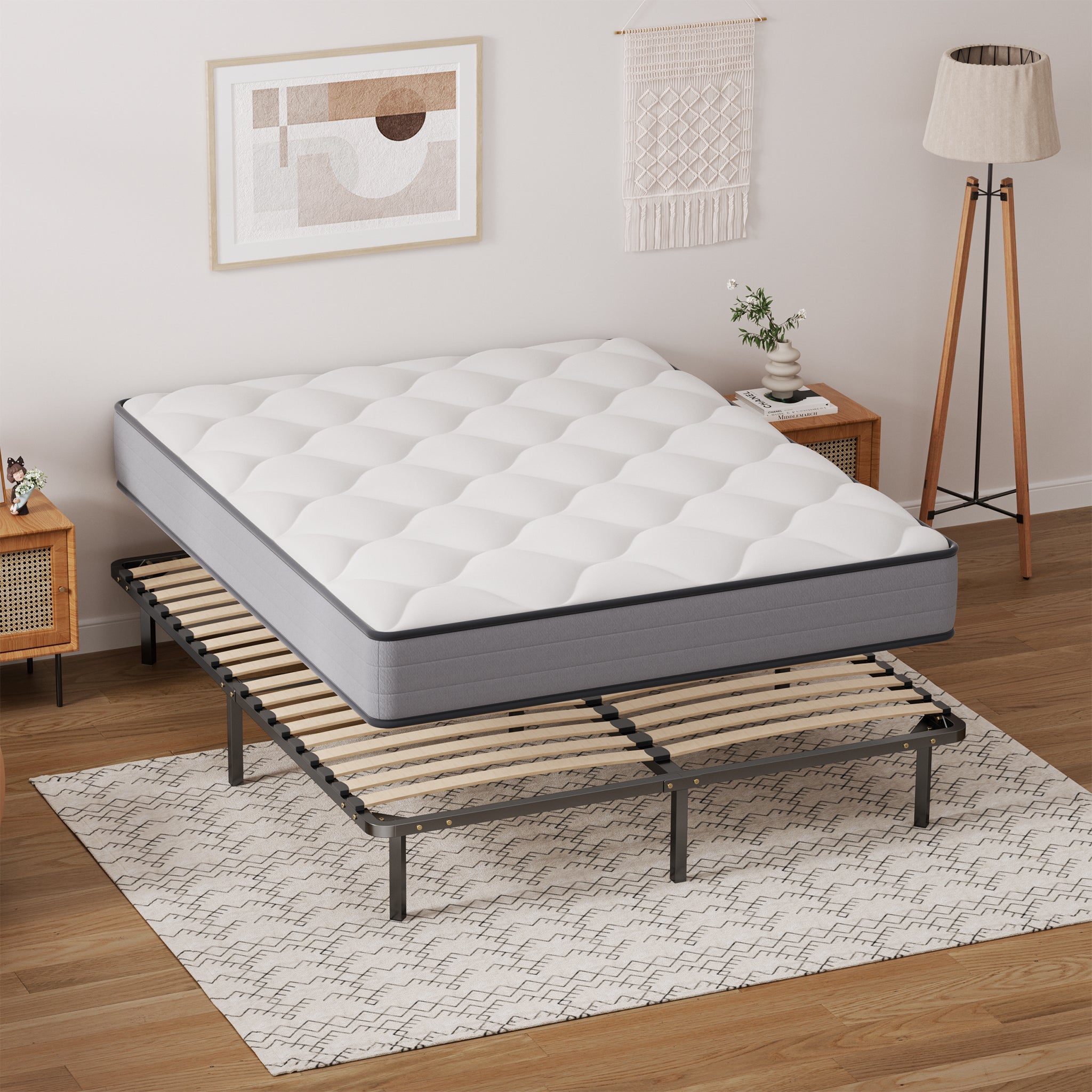 TEENO Ensemble 140x190cm Matelas à ressorts +Sommier à Lattes sur Pieds, Epaisseur du Matelas 20cm - 5