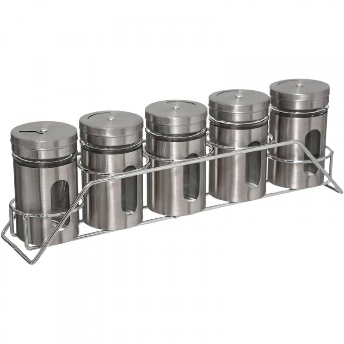 Estante de especias de acero inoxidable soporte para 5 frascos de especias